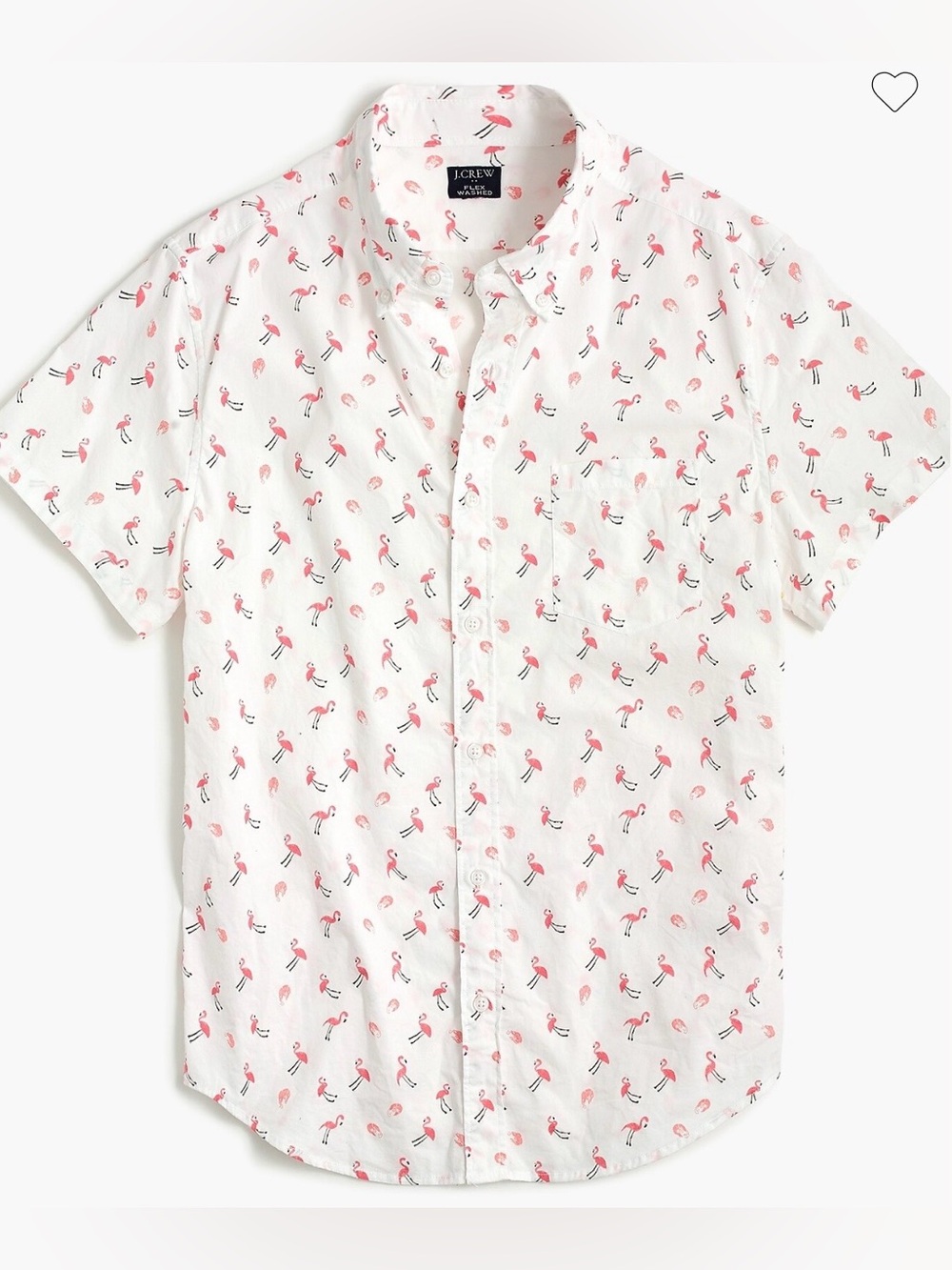 J. Crew Factory Short Sleeve Button Down Flamingos & Shrimp Large Slim NWOT